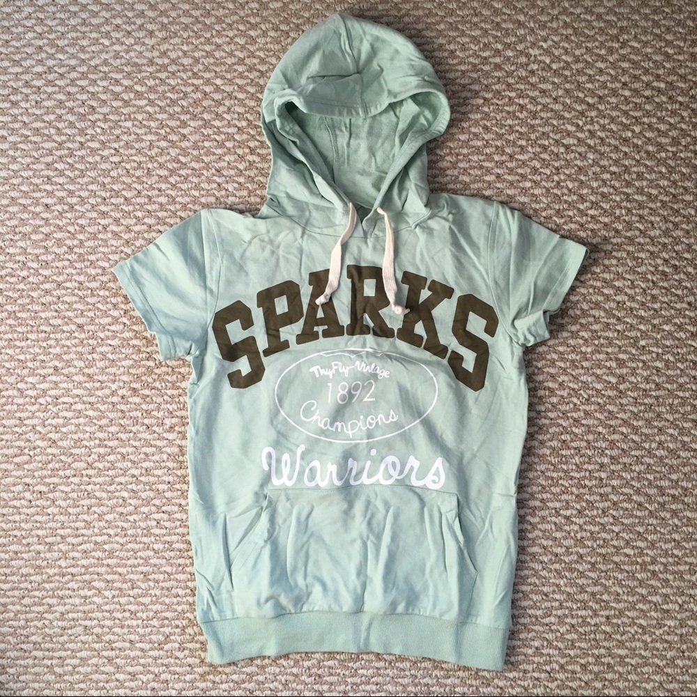 Urban outfitters mint green short sleeves hoodie